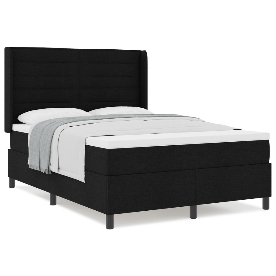 Boxspringbed met matras stof zwart 140x200 cm