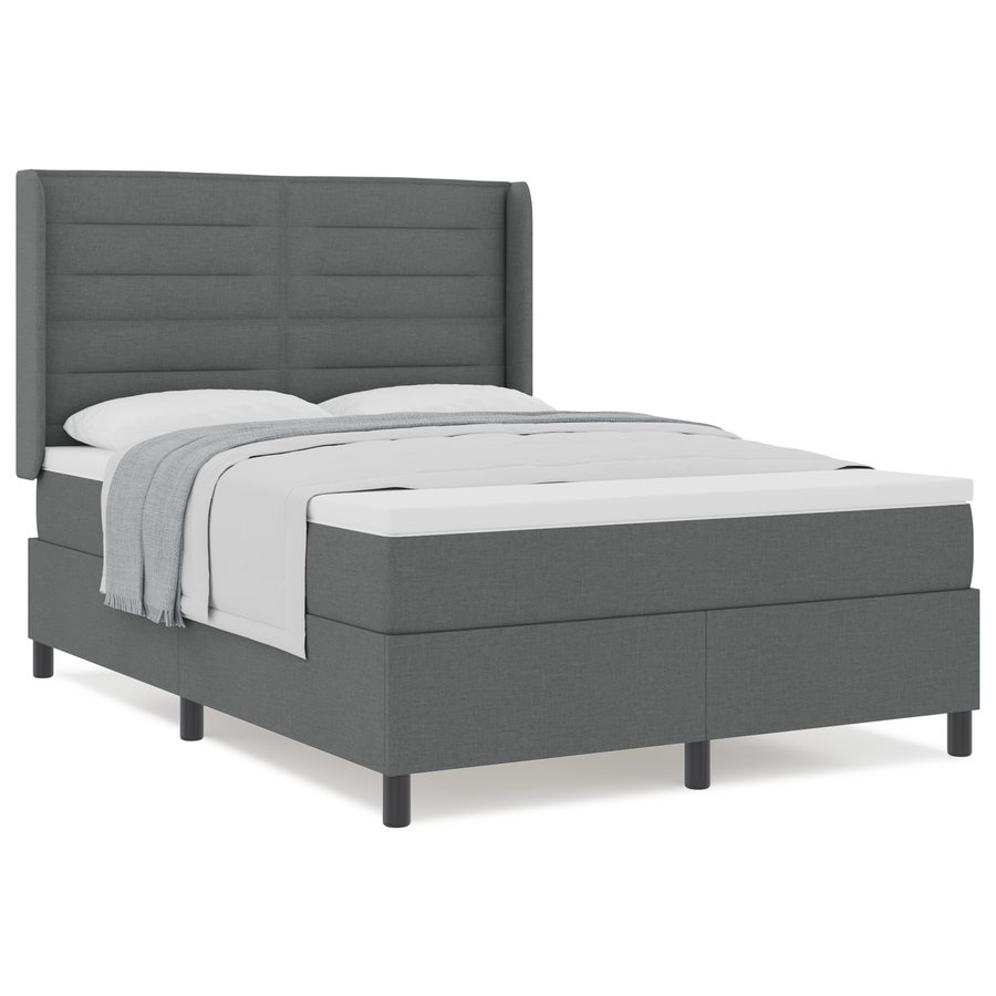 Boxspringbed met matras stof donkergrijs 160x200 cm