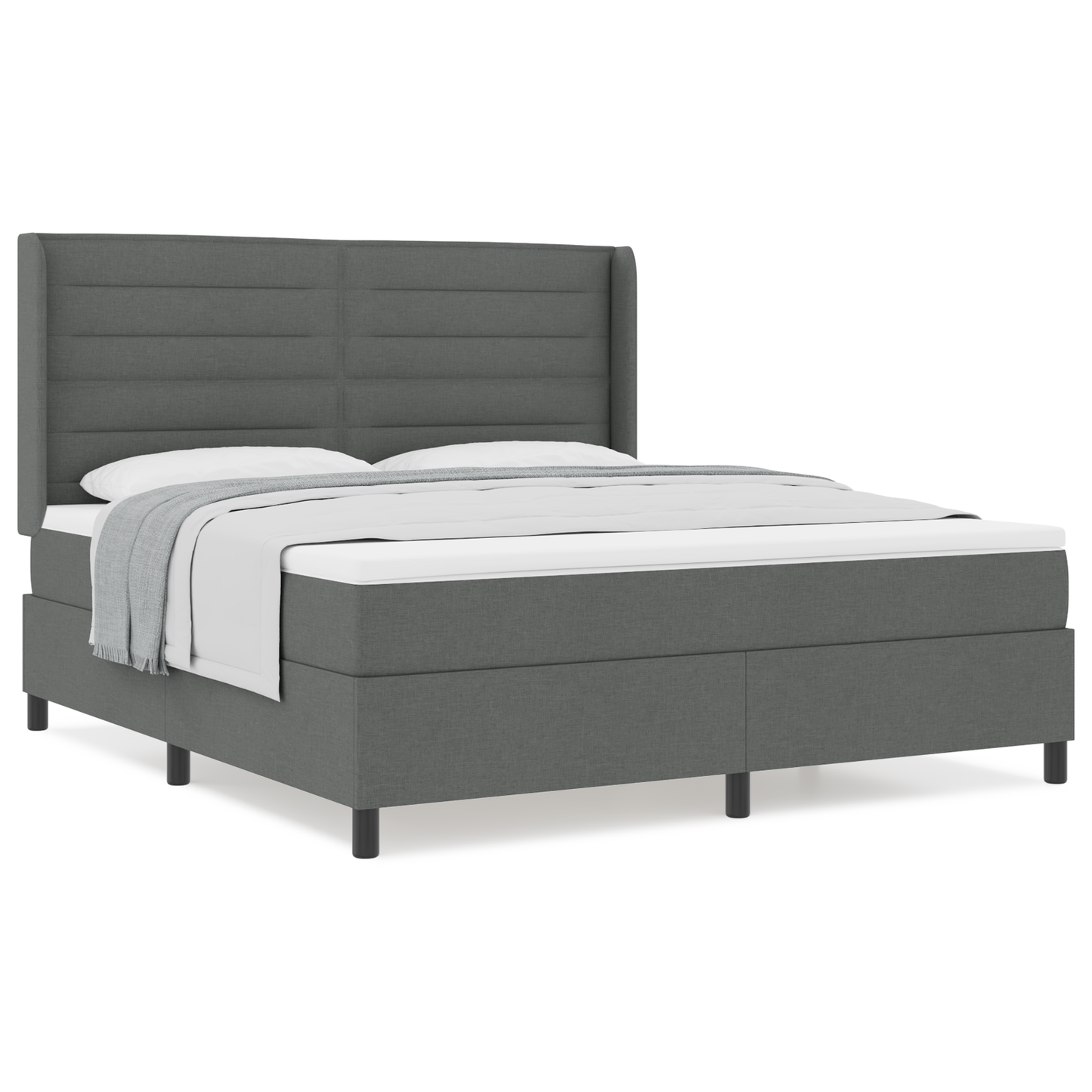 Boxspringbed met matras stof donkergrijs 180x200 cm