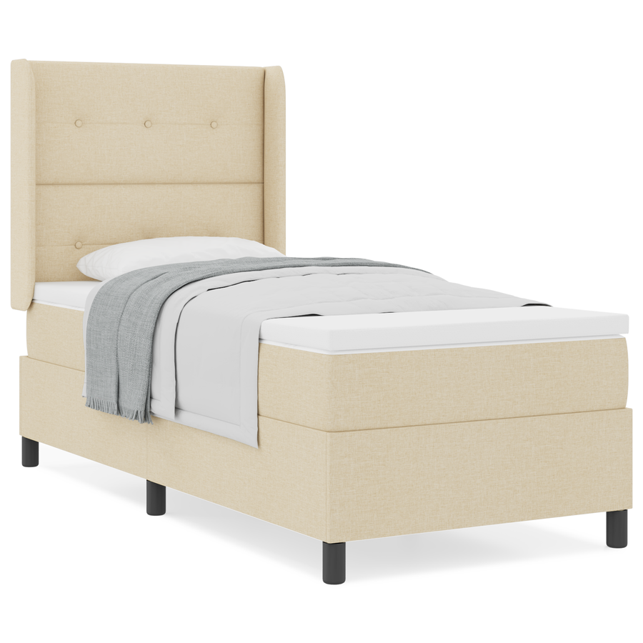 Boxspringbed met matras stof crèmekleurig 80x200 cm