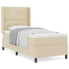 Boxspringbed met matras stof crèmekleurig 90x190 cm