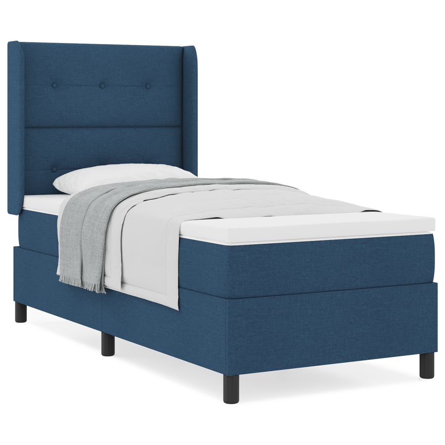 Boxspringbed met matras stof blauw 90x190 cm