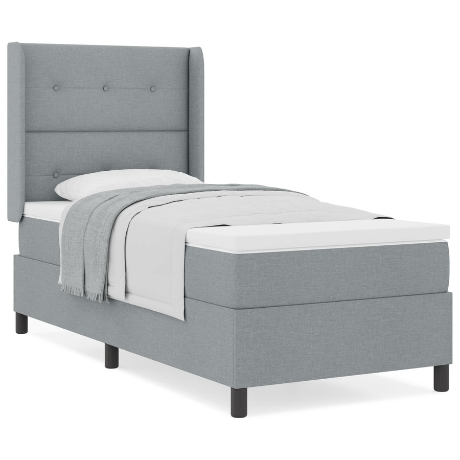 Boxspringbed met matras stof lichtgrijs 90x200 cm