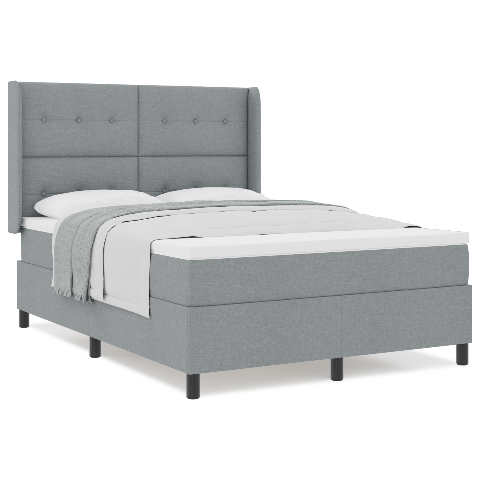 Boxspringbed met matras stof lichtgrijs 140x190 cm