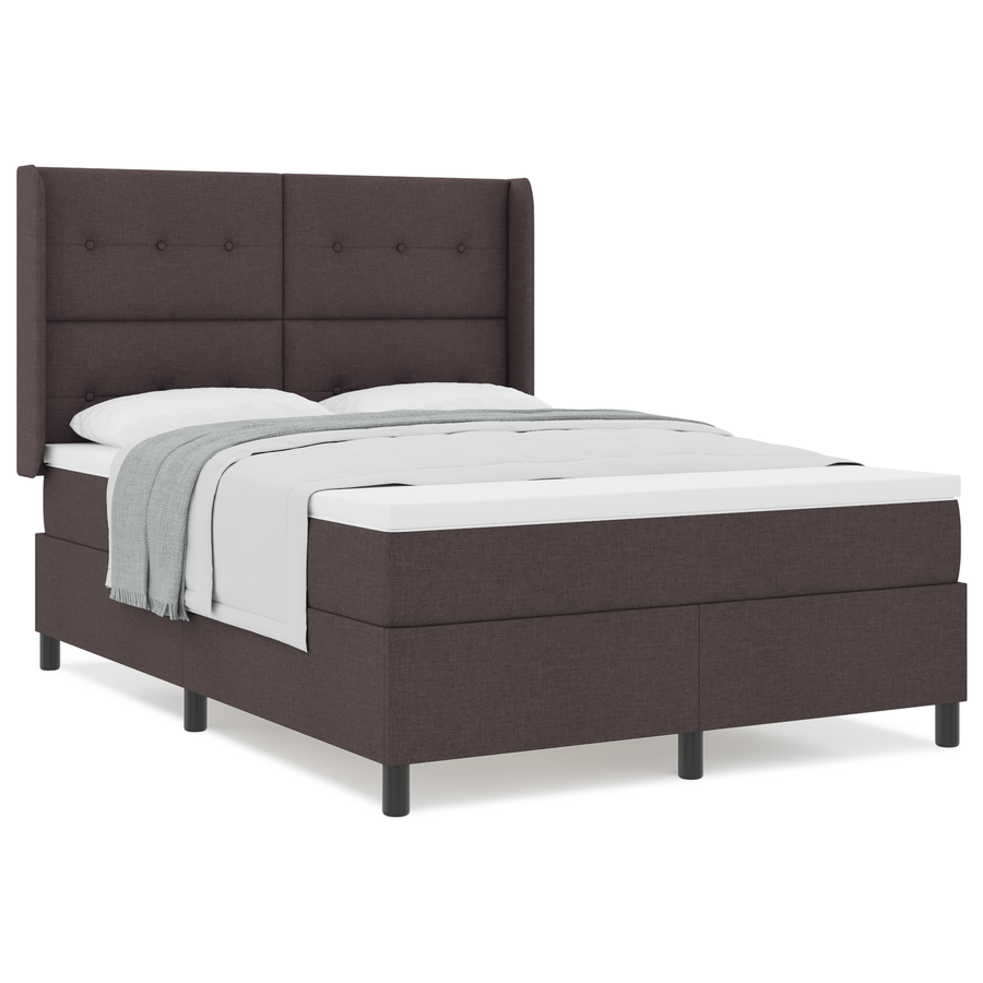 Boxspringbed met matras stof donkerbruin 140x200 cm
