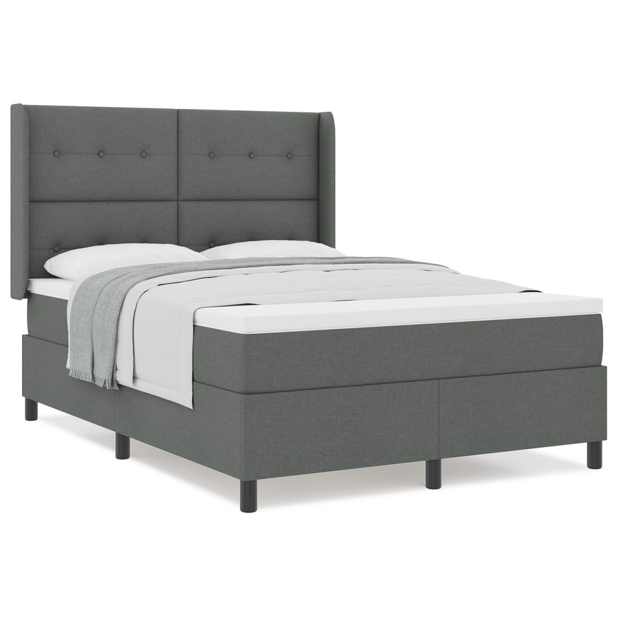 Boxspringbed met matras stof donkergrijs 160x200 cm