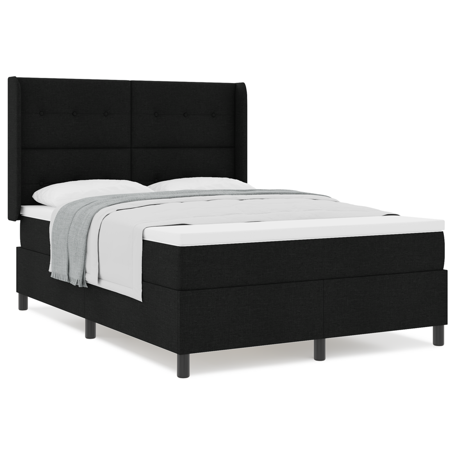 Boxspringbed met matras stof zwart 160x200 cm