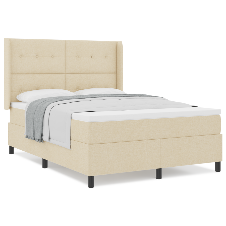 Boxspringbed met matras stof crèmekleurig 160x200 cm