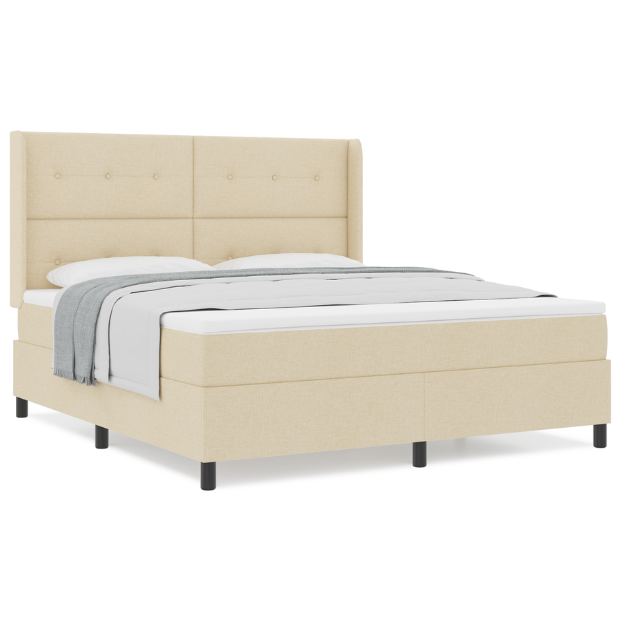 Boxspringbed met matras stof crèmekleurig 180x200 cm