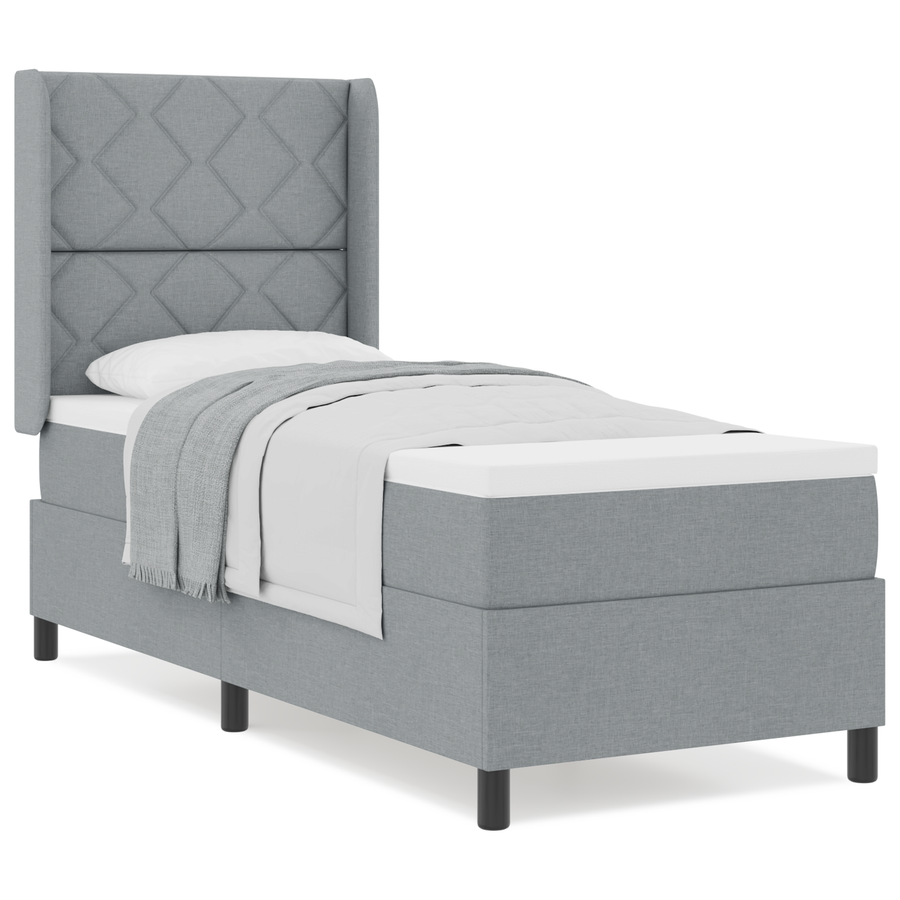 Boxspringbed met matras stof lichtgrijs 80x200 cm