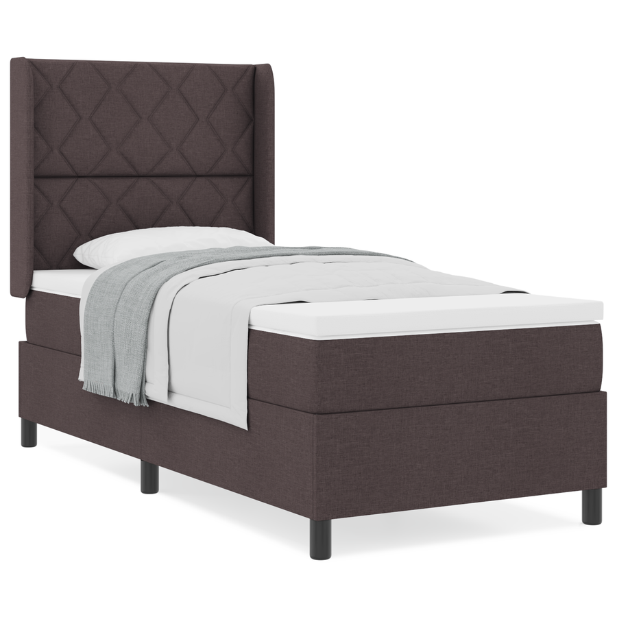 Boxspringbed met matras stof donkerbruin 100x200 cm