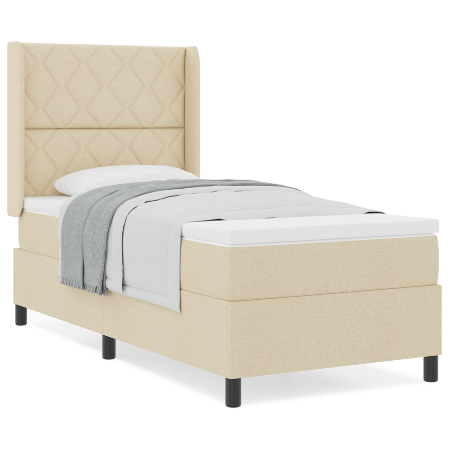 Boxspringbed met matras stof crèmekleurig 100x200 cm