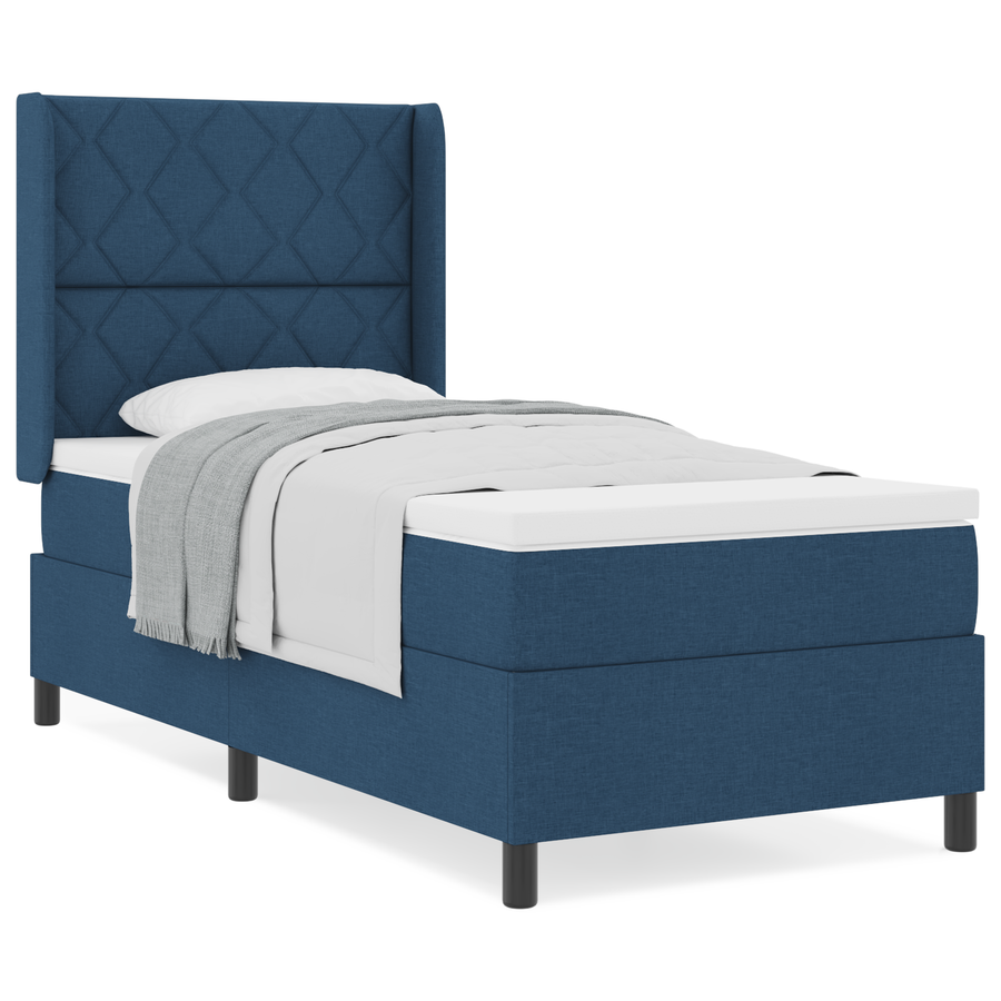 Boxspringbed met matras stof blauw 100x200 cm
