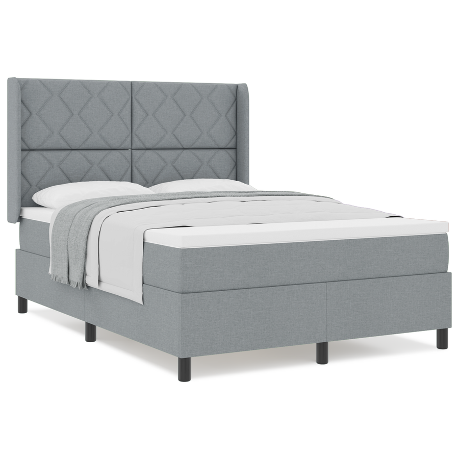 Boxspringbed met matras stof lichtgrijs 160x200 cm