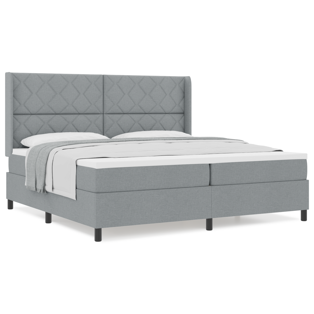 Boxspringbed met matras stof lichtgrijs 200x200 cm