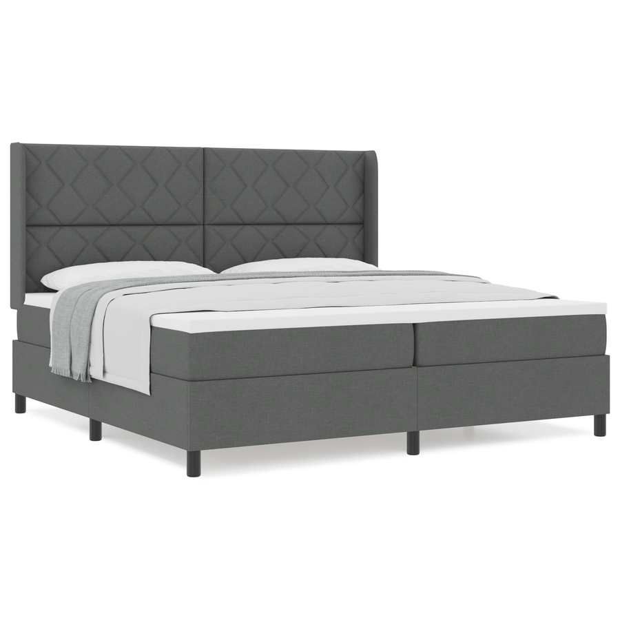 Boxspringbed met matras stof donkergrijs 200x200 cm