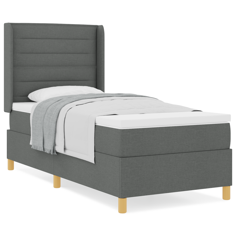Boxspringbed met matras stof donkergrijs 90x200 cm