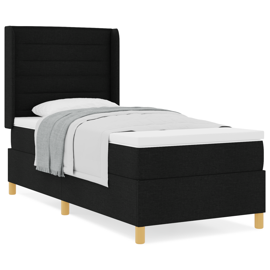 Boxspringbed met matras stof zwart 90x200 cm