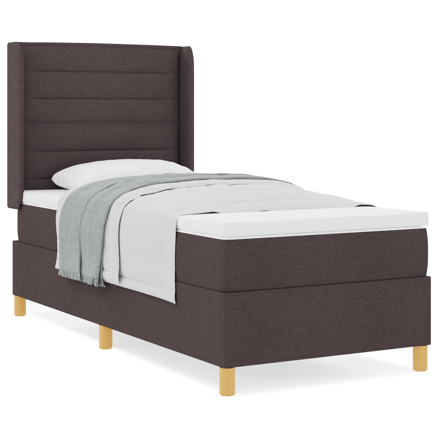Boxspringbed met matras stof donkerbruin 100x200 cm