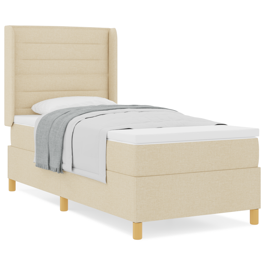 Boxspringbed met matras stof crèmekleurig 100x200 cm