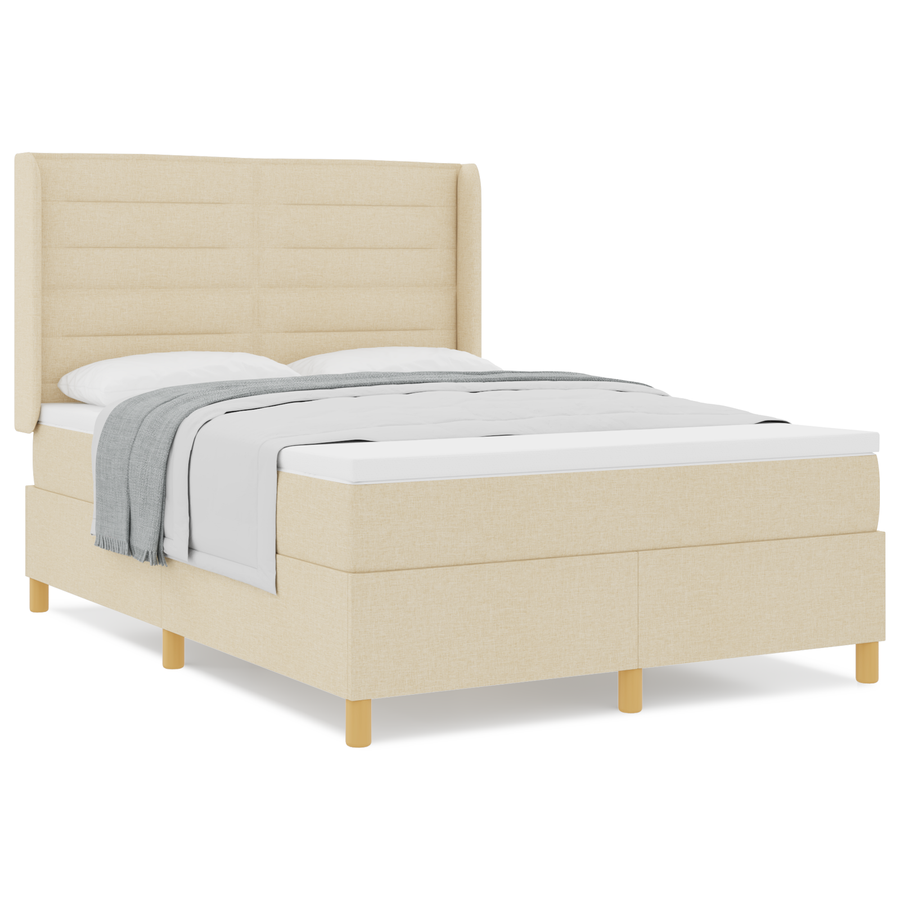 Boxspringbed met matras stof crèmekleurig 140x190 cm