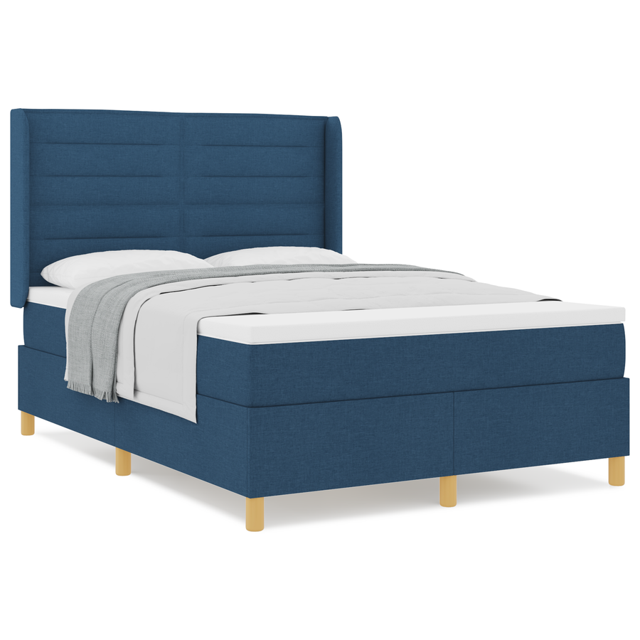 Boxspringbed met matras stof blauw 140x190 cm
