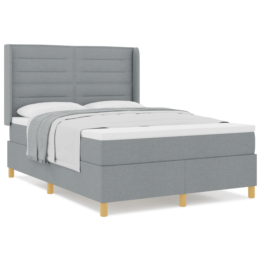 Boxspringbed met matras stof lichtgrijs 140x200 cm