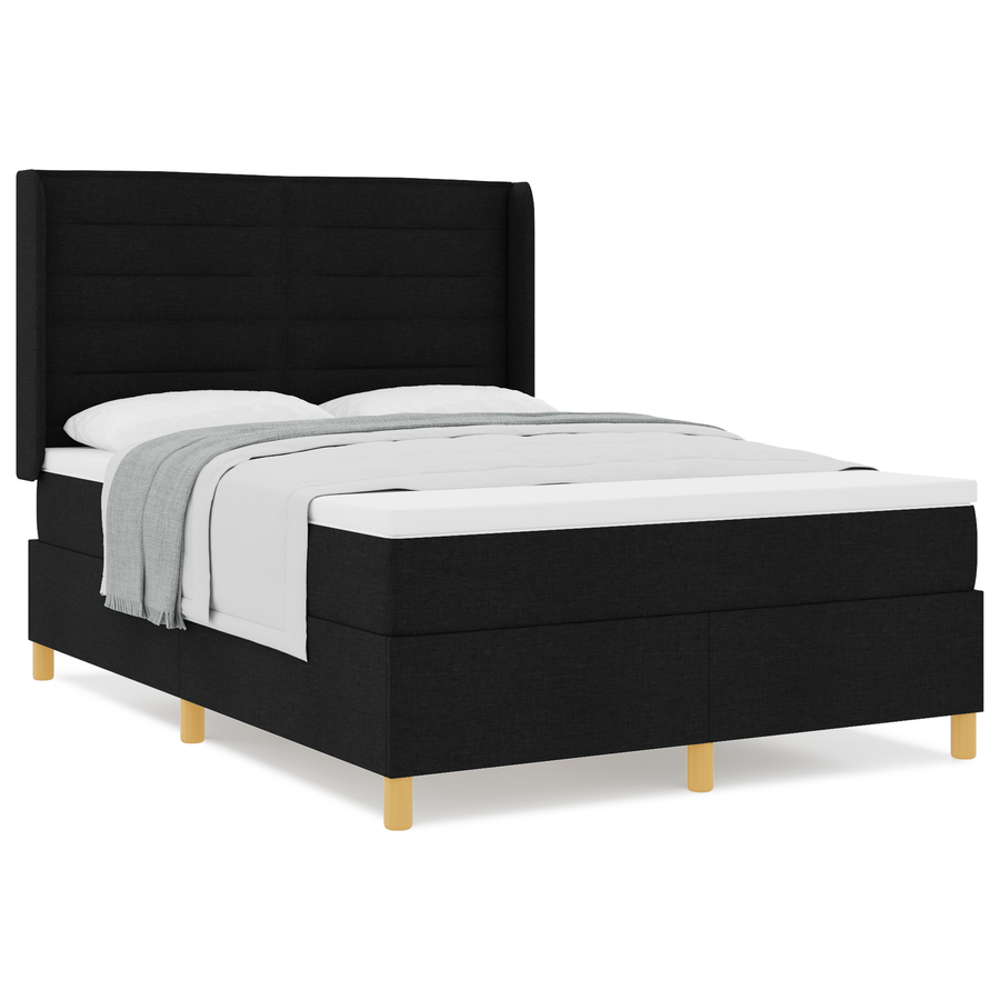 Boxspringbed met matras stof zwart 140x200 cm