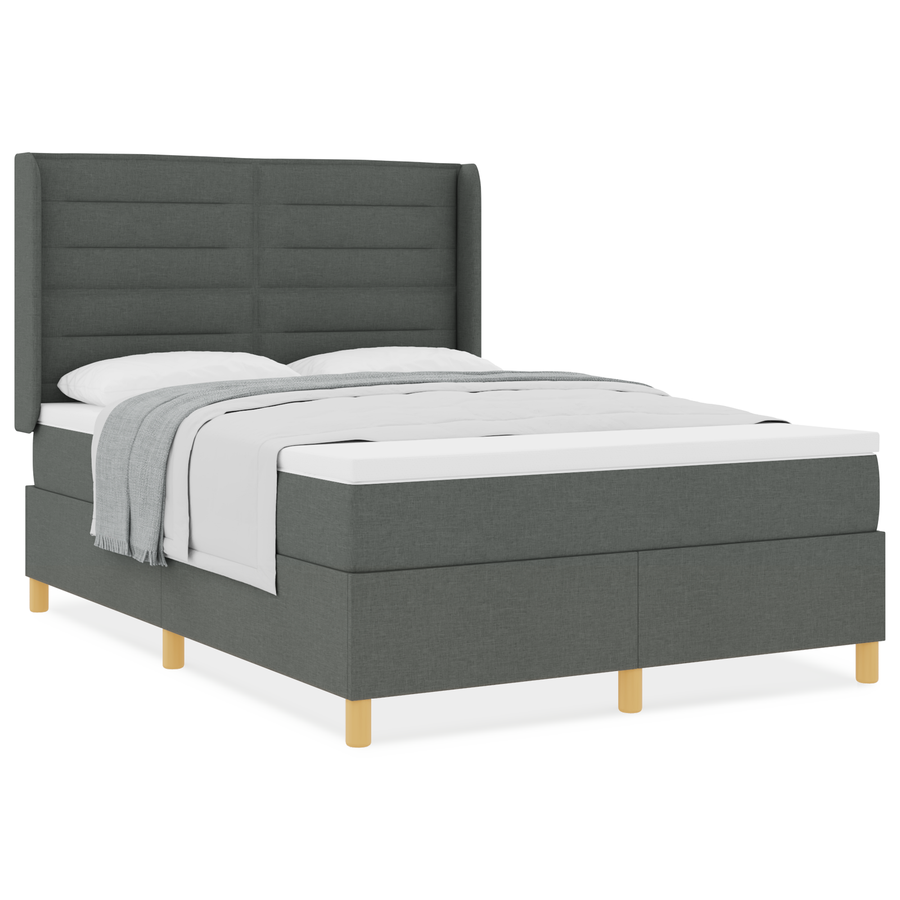 Boxspringbed met matras stof donkergrijs 160x200 cm