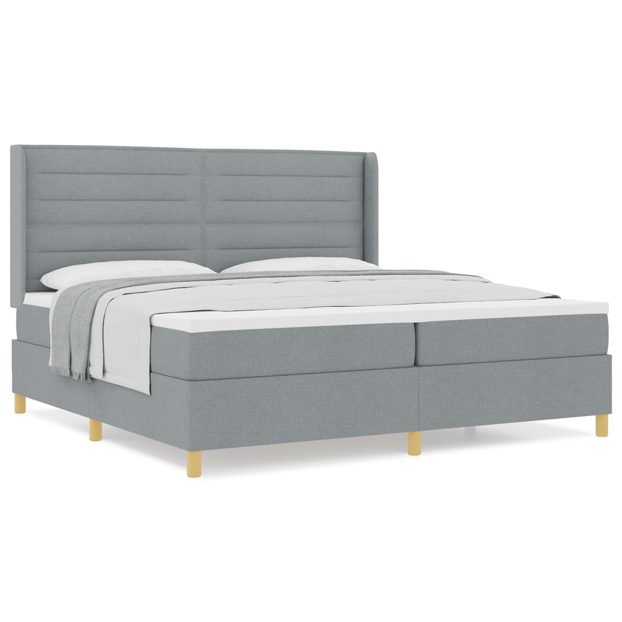 Boxspringbed met matras stof lichtgrijs 200x200 cm