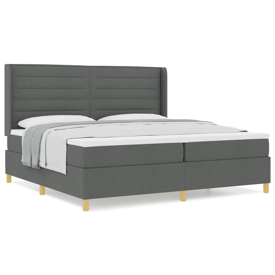 Boxspringbed met matras stof donkergrijs 200x200 cm