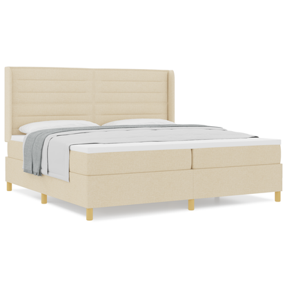 Boxspringbed met matras stof crèmekleurig 200x200 cm