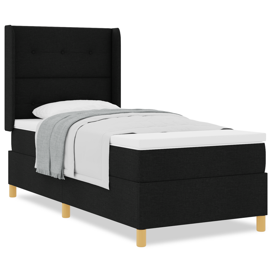 Boxspringbed met matras stof zwart 90x200 cm
