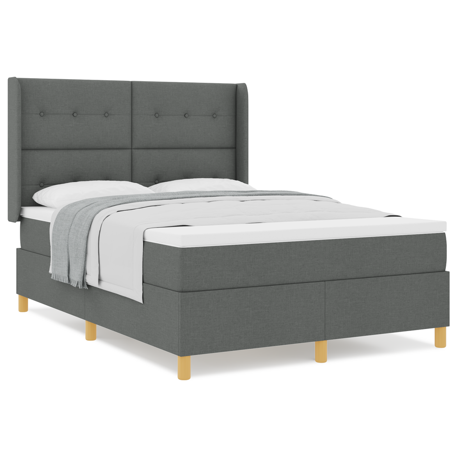 Boxspringbed met matras stof donkergrijs 140x190 cm