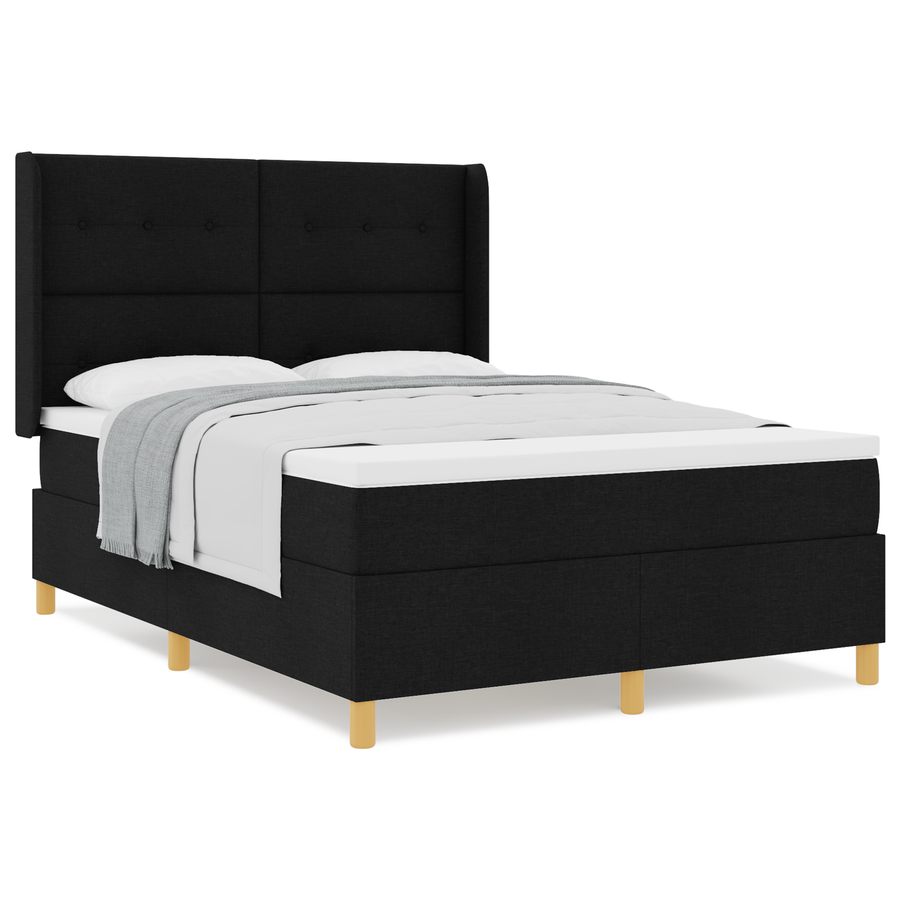 Boxspringbed met matras stof zwart 140x200 cm
