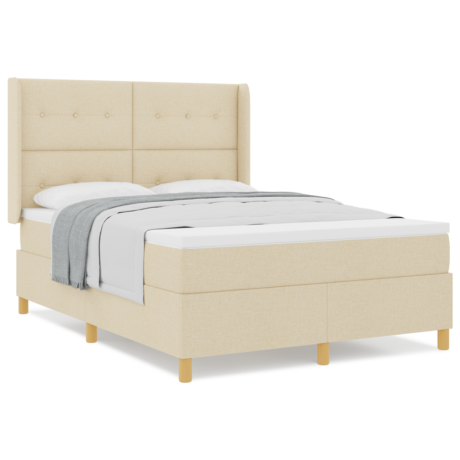 Boxspringbed met matras stof crèmekleurig 160x200 cm