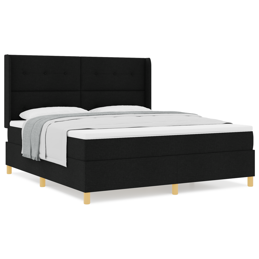 Boxspringbed met matras stof zwart 180x200 cm