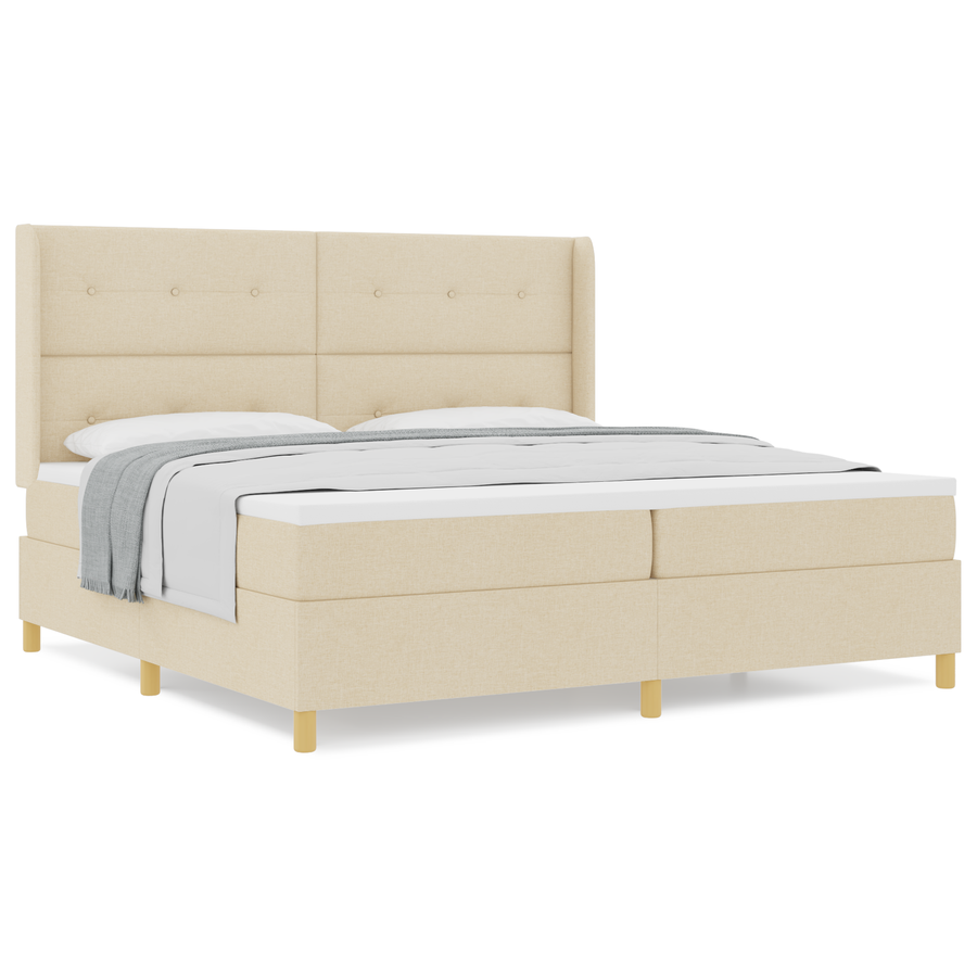 Boxspringbed met Matras Crème 200x200 cm Stof