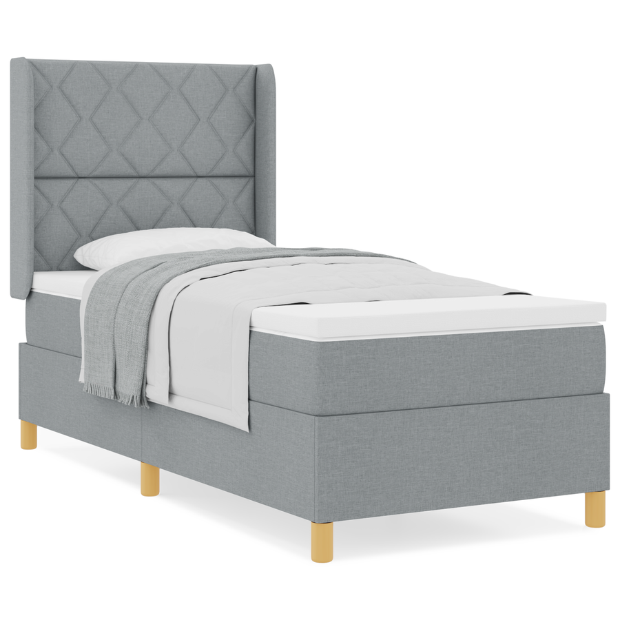 Boxspring Bed met Matras Lichtgrijs 100x200 cm Stof