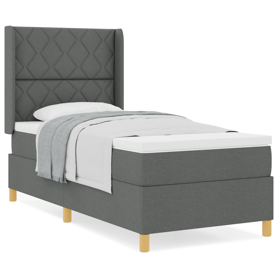 Boxspring Bed met Matras Donkergrijs 100x200 cm Stof