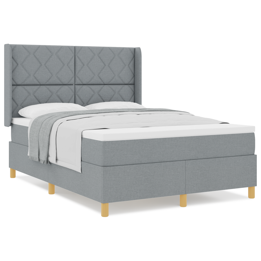 Boxspringbed met matras stof lichtgrijs 160x200 cm