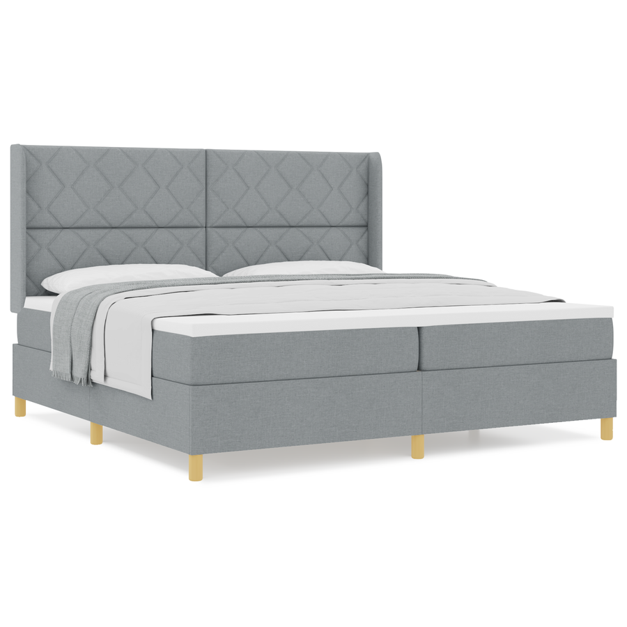 Boxspringbed met matras stof lichtgrijs 200x200 cm