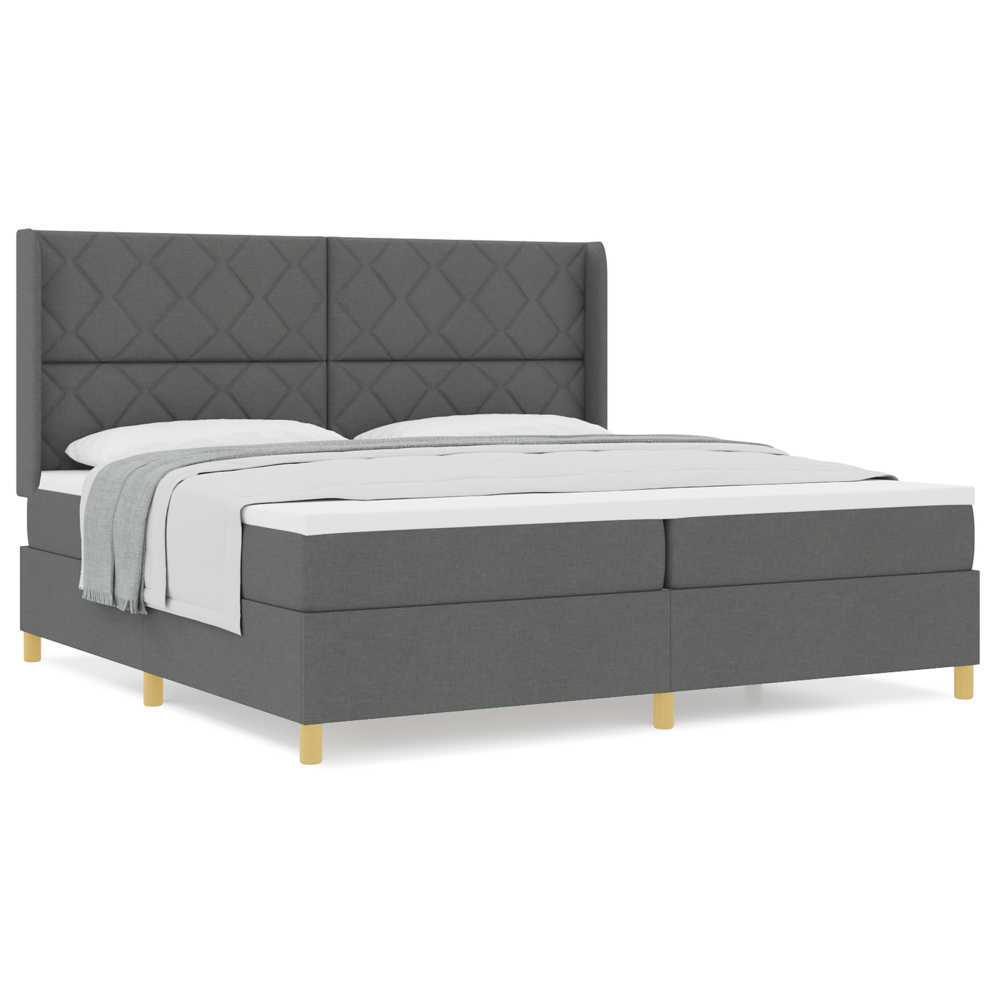 Boxspringbed met matras stof donkergrijs 200x200 cm