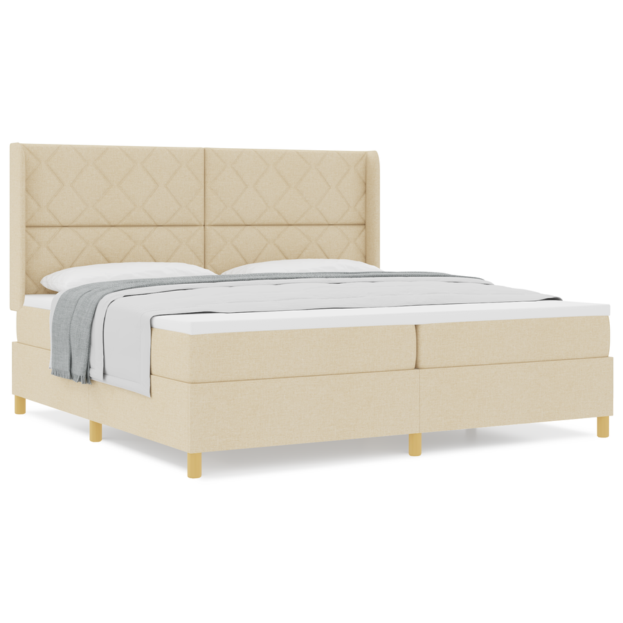 Boxspringbed met Matras Crème 200x200 cm Stof