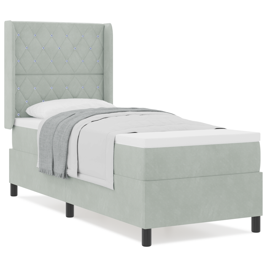 Boxspringbed met matras fluweel lichtgrijs 80x200 cm