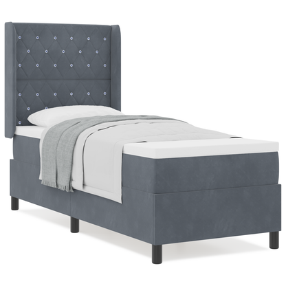 Boxspringbed met matras fluweel donkergrijs 80x200 cm