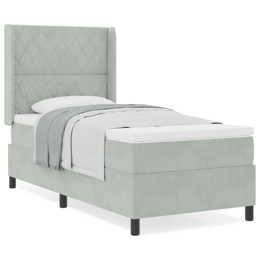 Boxspringbed met matras fluweel lichtgrijs 100x200 cm