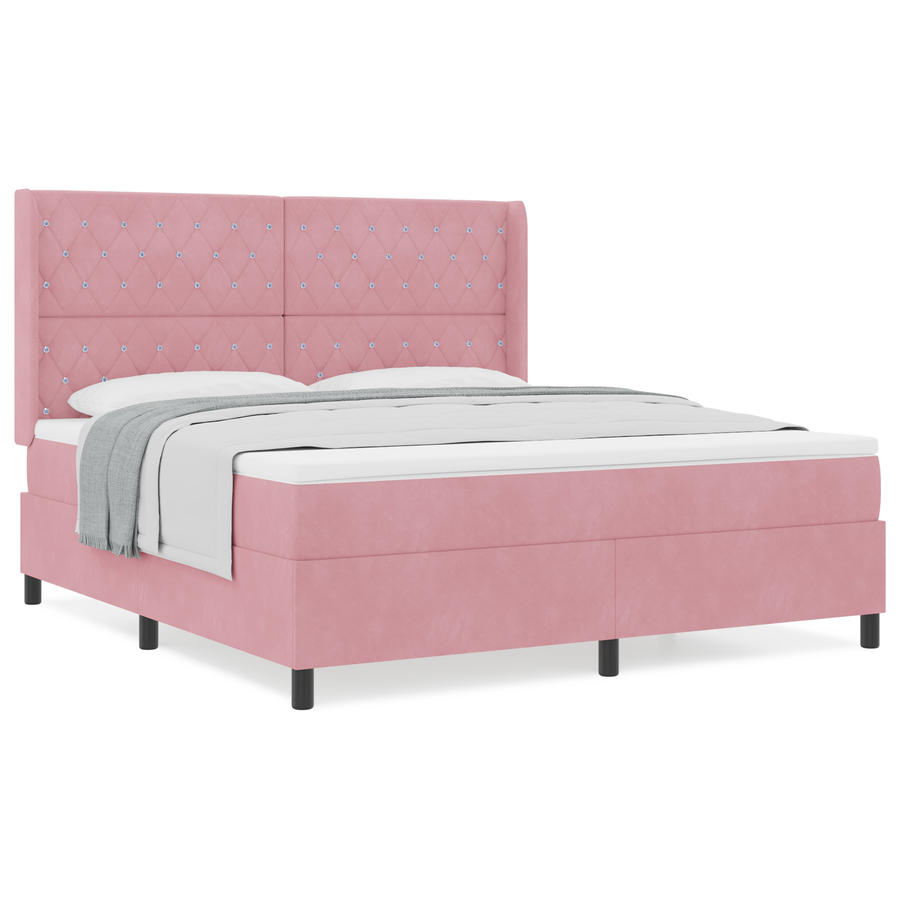 Boxspringbed met matras fluweel roze 180x200 cm
