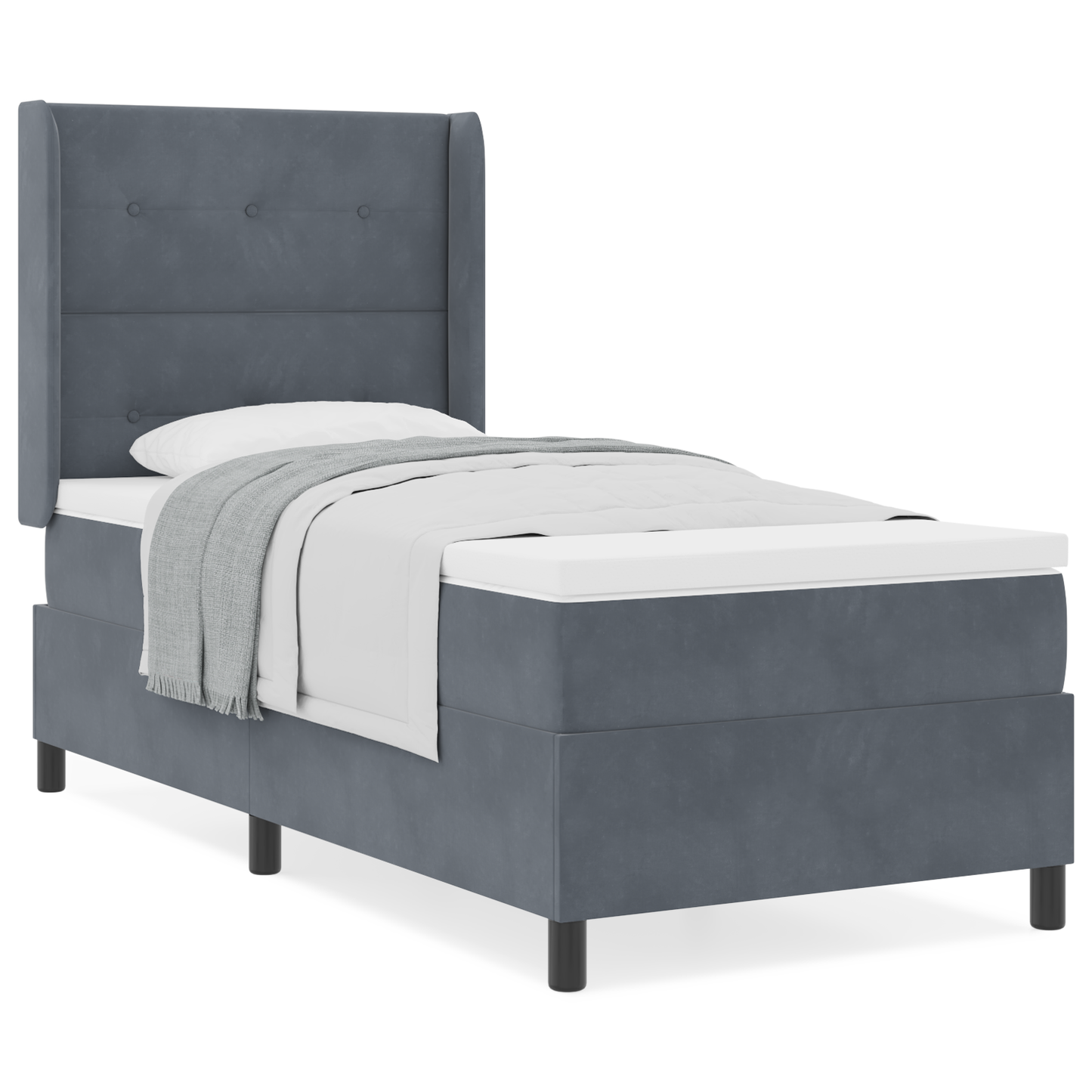 Boxspringbed met matras fluweel donkergrijs 90x190 cm