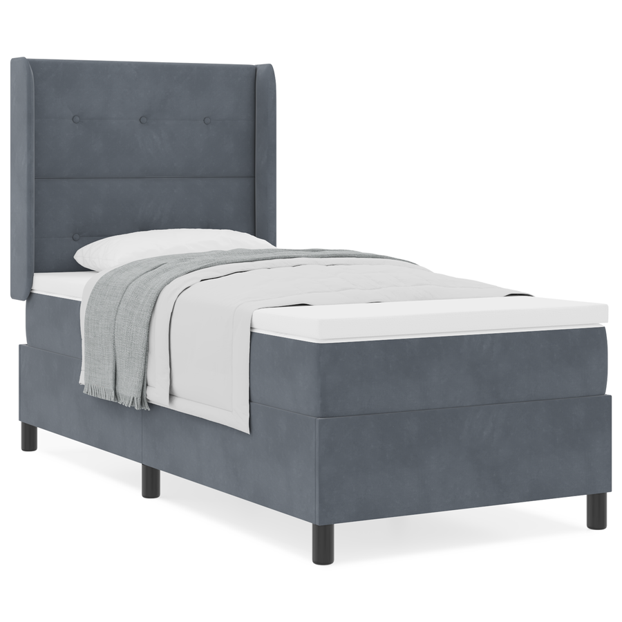 Boxspringbed met matras fluweel donkergrijs 90x200 cm